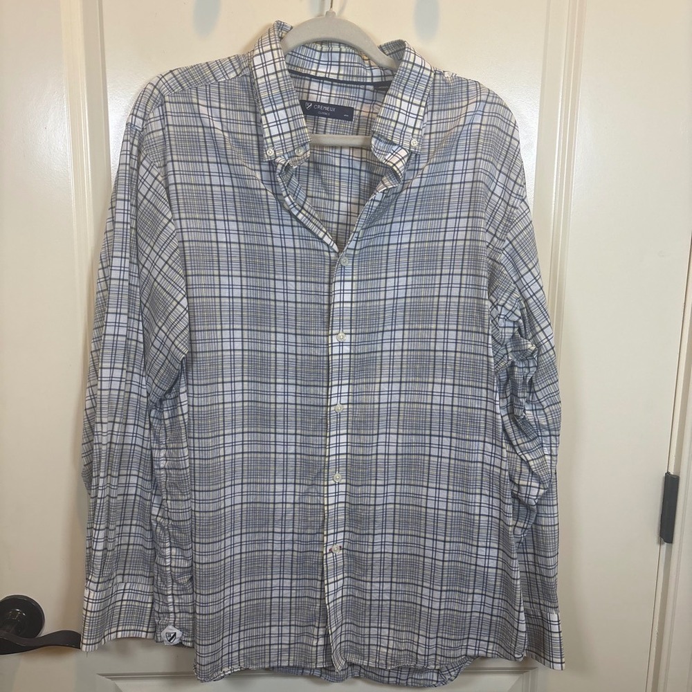 Daniel Cremieux Classics Men's Shirt XL Ivory/Grey/Yellow Plaid Long Sleeve